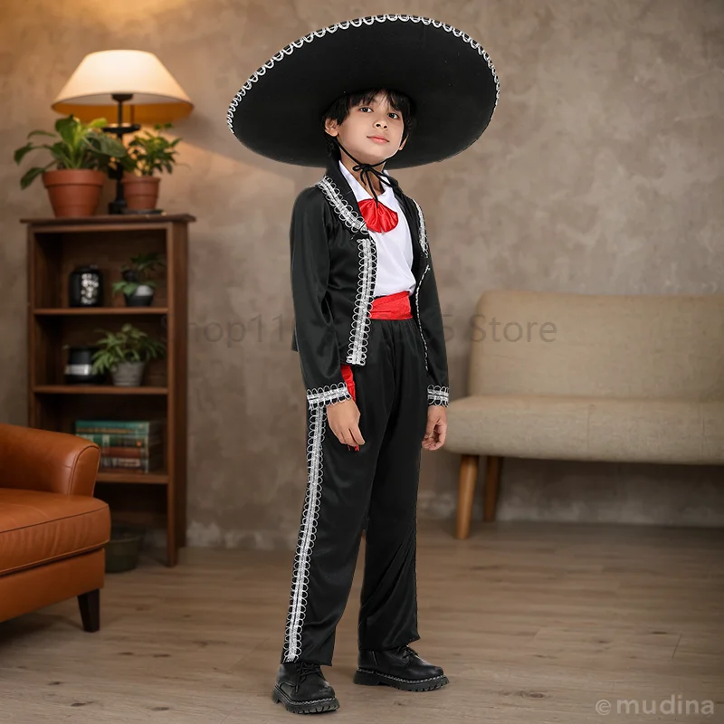 

Mexican Traditional Festival Dance National Style Costume Party Performance Children's Clothes Set Easter Cultural Outfit