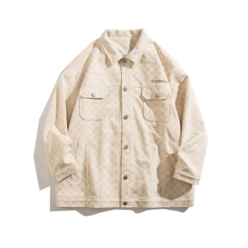 

GIOIOMen's Jacket，Spring and Autumn Corduroy Printed Workwear Casual Top Jacket，Men's Clothing