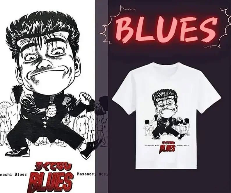 

Blues, Japanese Cartoon Anime White T-shirt