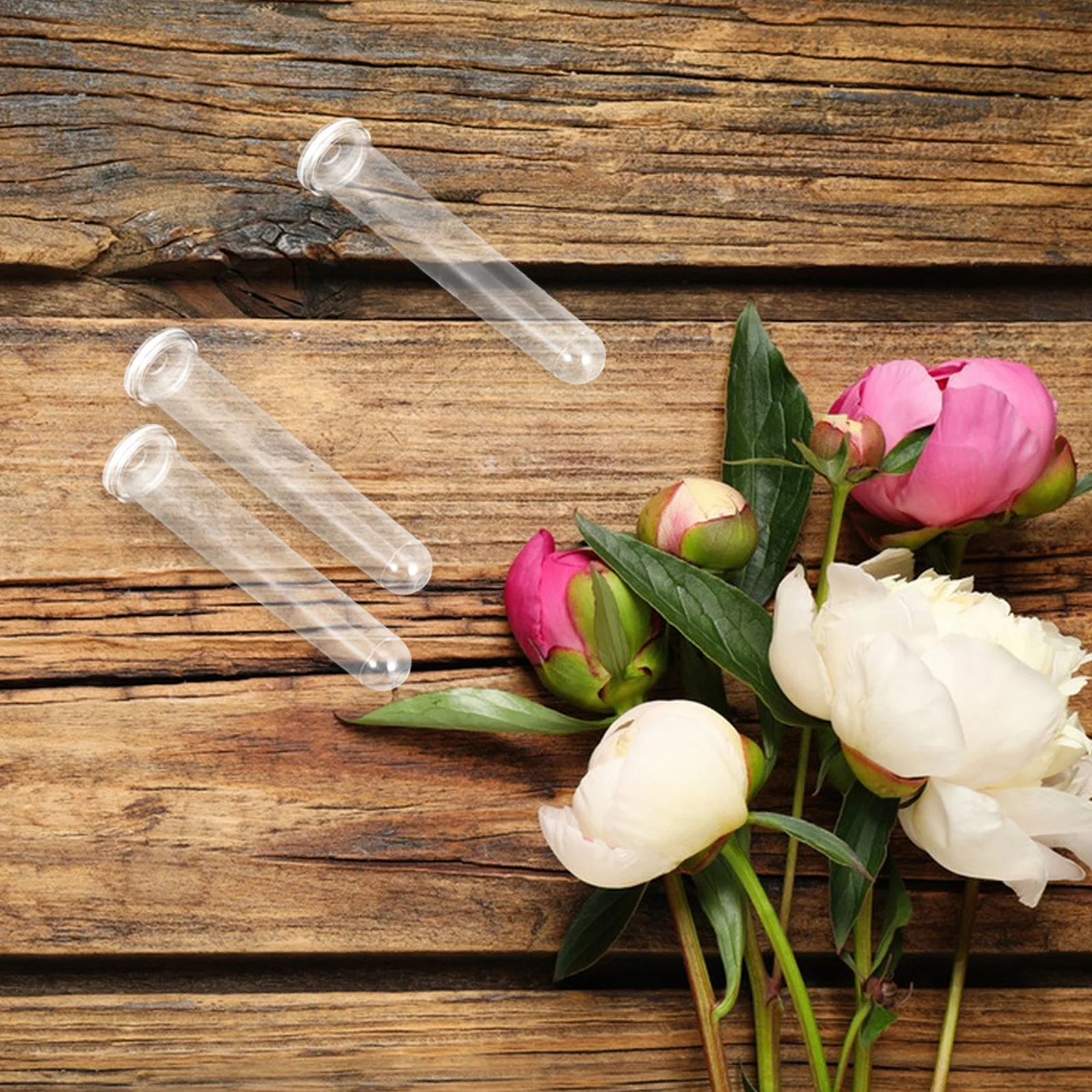 50 szt. Plastikowe przezroczyste tubki na wodę do kwiatów, szczelne nakładki, nawilżanie pojedynczych łodyg kwiatowych, materiały do aranżacji kwiatowych