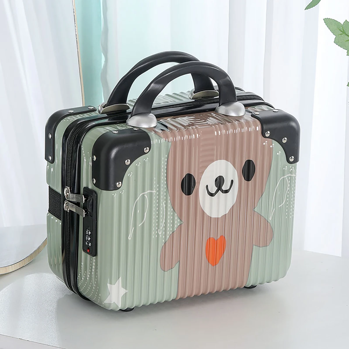 14 inch small hard shell makeup case travel suitcase portable makeup case suitcase gift for girls Kawaii cosmetics storage box