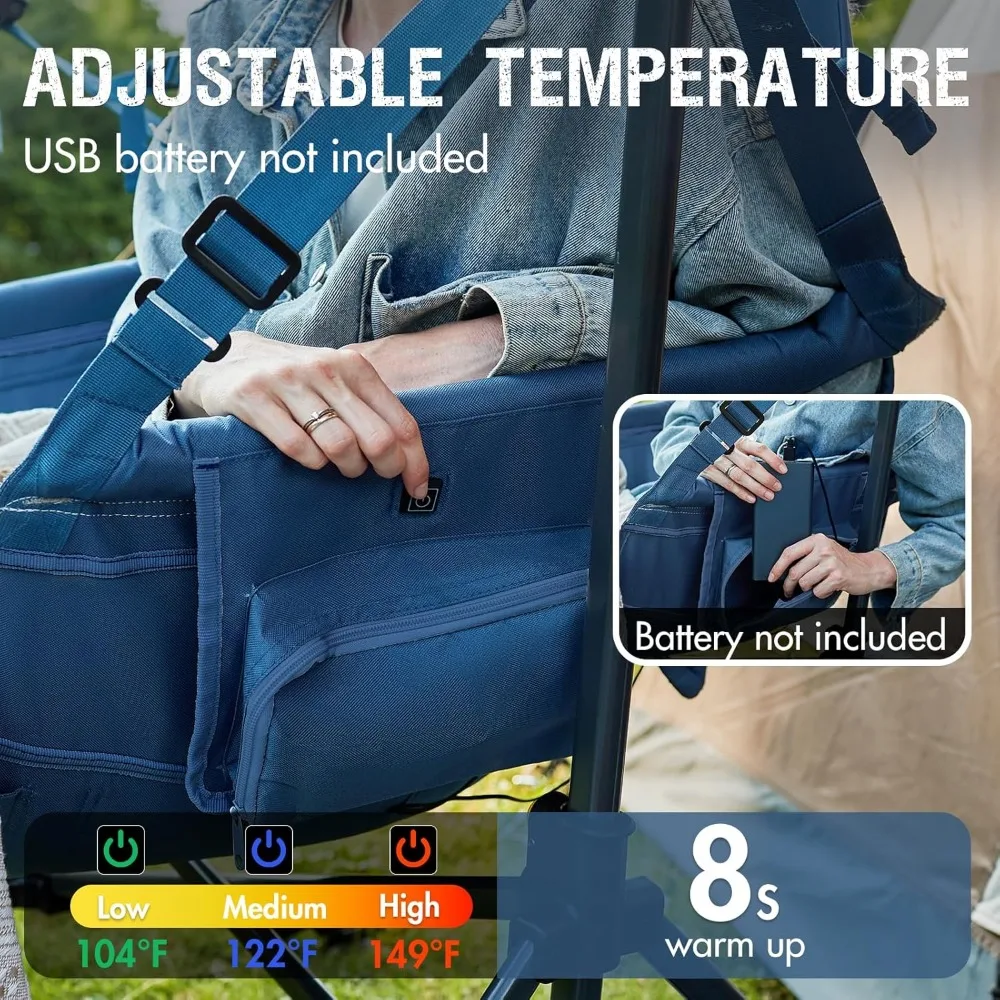 كرسي هزاز محمول ساخن للاستخدام الخارجي: مقعد متأرجح مريح وقابل للتعديل للبالغين