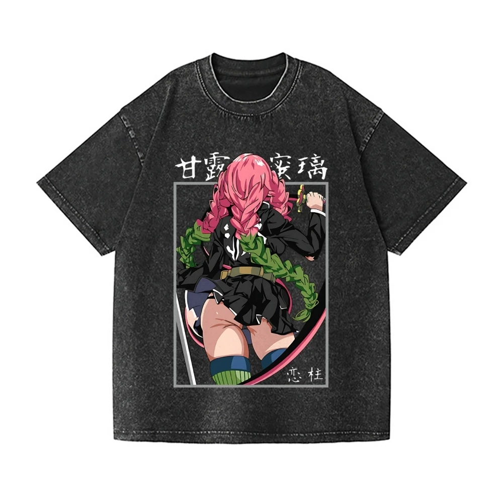 Camiseta 2026 New Demon Slayer Waifu con diseño vintage lavado, ropa urbana de alta calidad, adecuada para hombres y mujeres en verano