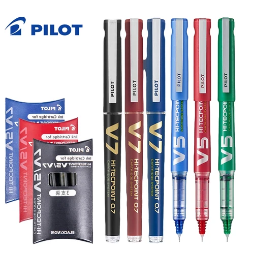 Pilot-bolígrafo de Gel recargable V5/V7 Biros, suministros de oficina, 0,5/0,7mm, rojo, azul, negro, papelería escolar, accesorios de oficina japoneses