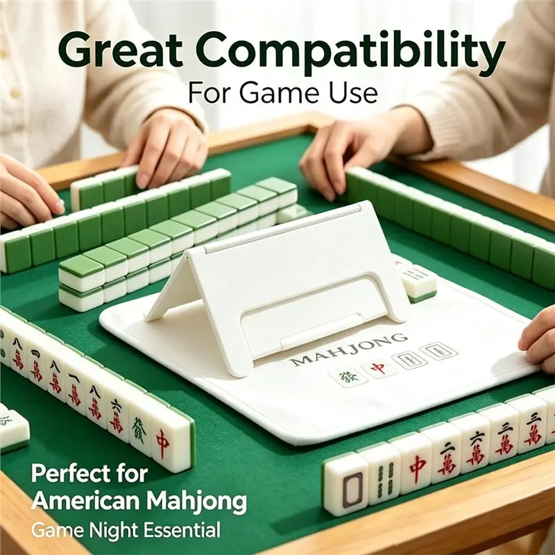 ABYM Foldable Mahjong Card Holder For Table,Slide-In Under Mat, Angled Viewing, Space-Saving Design Accessory