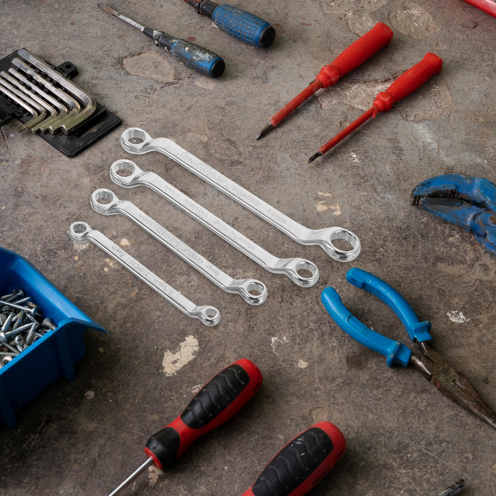 4Pcs Ratcheting Wrench Tool Set Dual Head Flexible Spanner for Emergency Car Repair Portable Ratchet Wrench Ratcheting Spanner