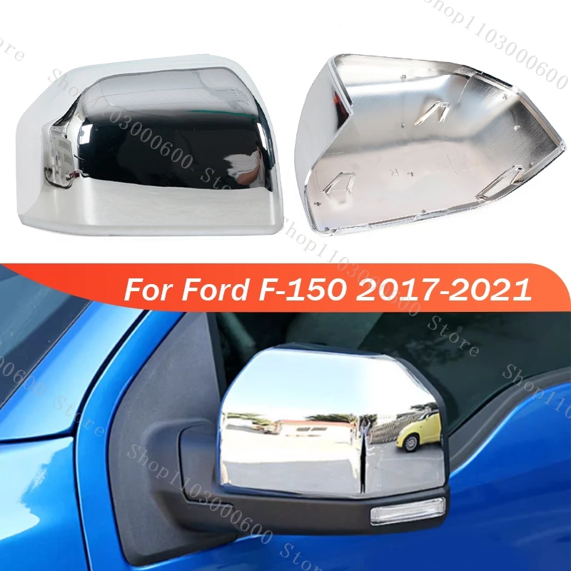 

For Ford F150 F-150 2017-2021 Car Outside Rearview Wing Door Side Mirror Trim Chrome Cover Cap Shell House Lid