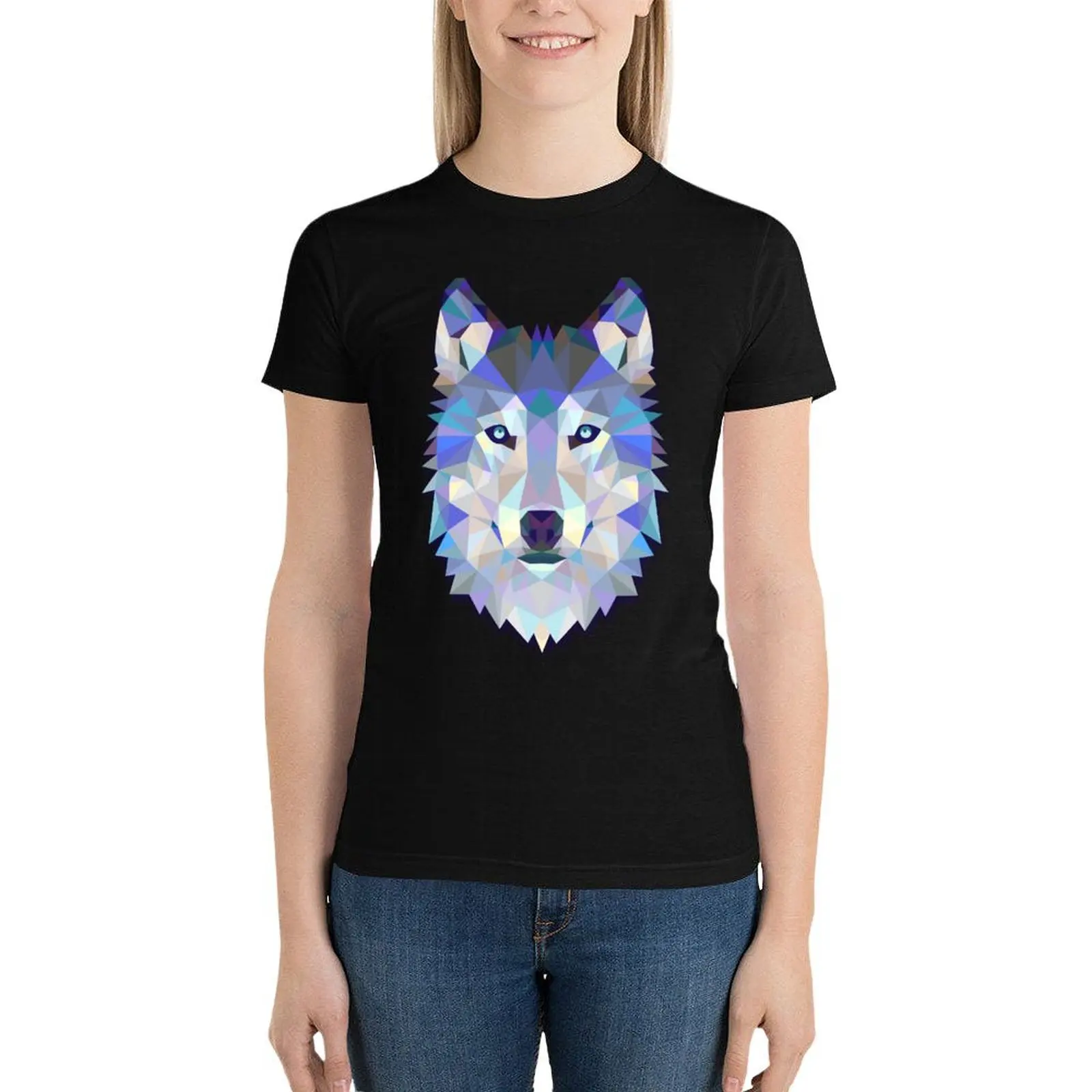 Cool Colorful Wolf T-Shirt korean fashion hippie clothes new edition t shirts for Women