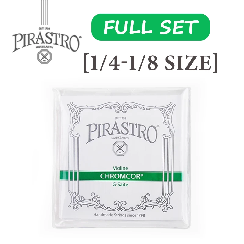 PIRASTRO Chromcor Vioolsnarenset Nieuwe verpakking 4/4-1/8 maten Stalen kern Chroomwikkeling Langdurig Corrosiebestendig