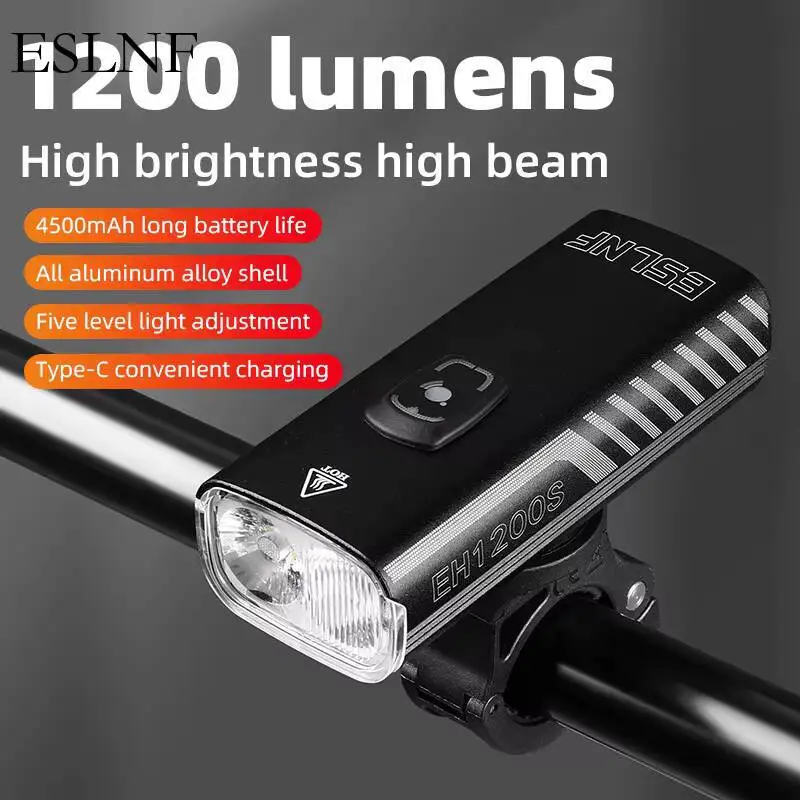 ESLNF Bicycle Headlight 1200 Lumens 4500mAh IP64 Waterproof Aluminum Alloy Constant Current Bike Lamp Night Cycling Light