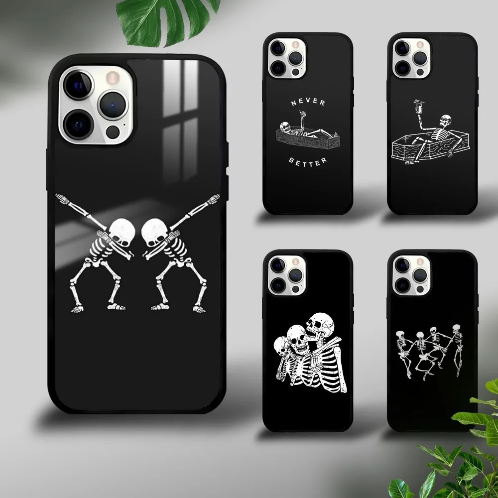 

Black Simple Skull Cool Phone Case For iPhone 16 15 14 13 12 11 Pro Xs Max Mini Plus Celulares Hard Funda