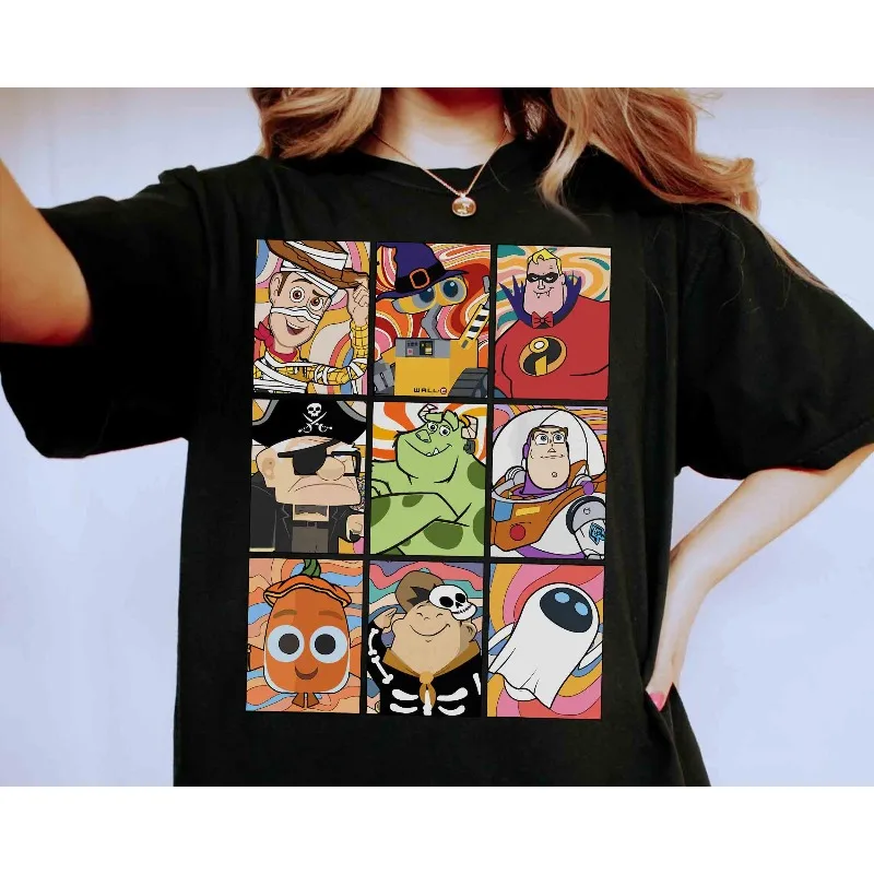 تم تصميم قمصان صور الهالوين الرجعية ديزني/بيكسار وقمصان Toy Story Skull لراحة غير رسمية. ملابس الشارع القطنية للجنسين