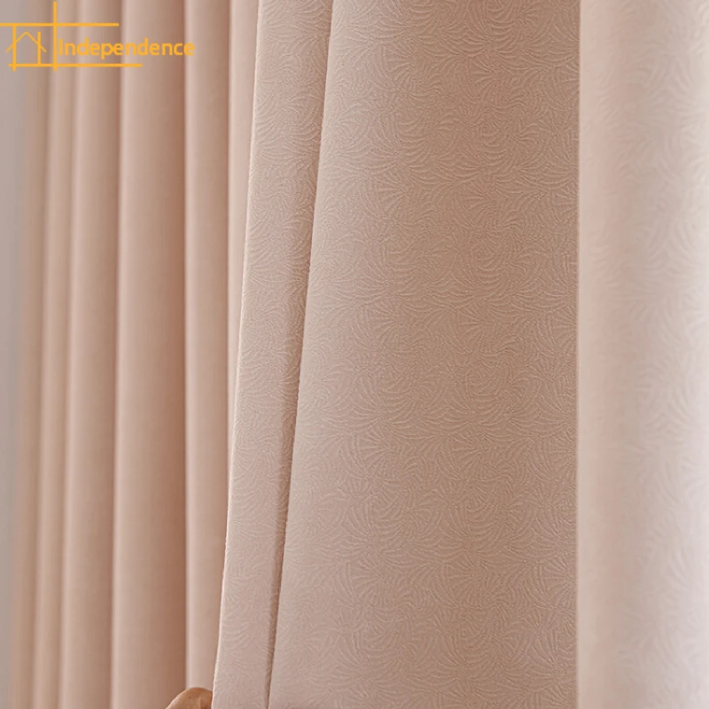 Customized Pink Floral Fragments Thickened Chenille Curtains for Bedroom Living Room Floor To Ceiling Bay Window Partition