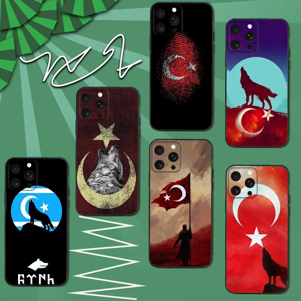 

Turk Wolf Turkey Flag Phone Case For iPhone 16e,16,15,14,13,12,11,Pro,X,XS,Max,XR,Plus,Mini Soft Black Cover