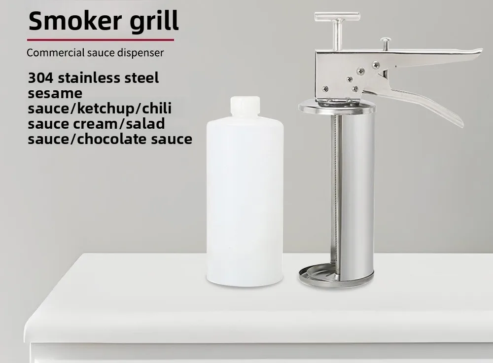Hamburger Sauce Gun 304 Stainless Steel Burger Sauce Gun Tomato Sauce Salad Dressing Cream Jam Semi-Fluid Squeezer