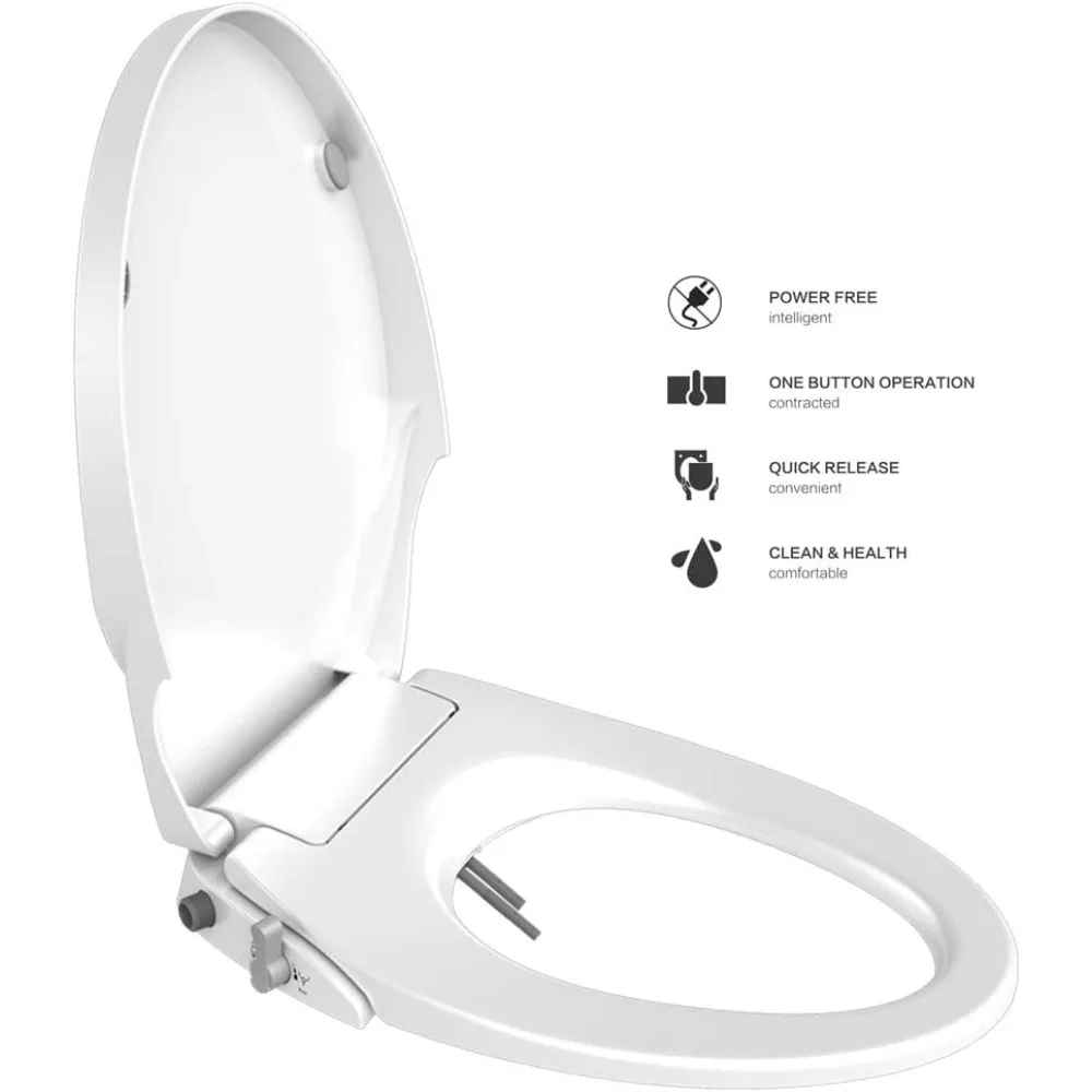 

Bidet Seat with Self Cleaning Dual Nozzles Non Electric Separated Rear & Feminine Cleaning Natural Water Spray, soft