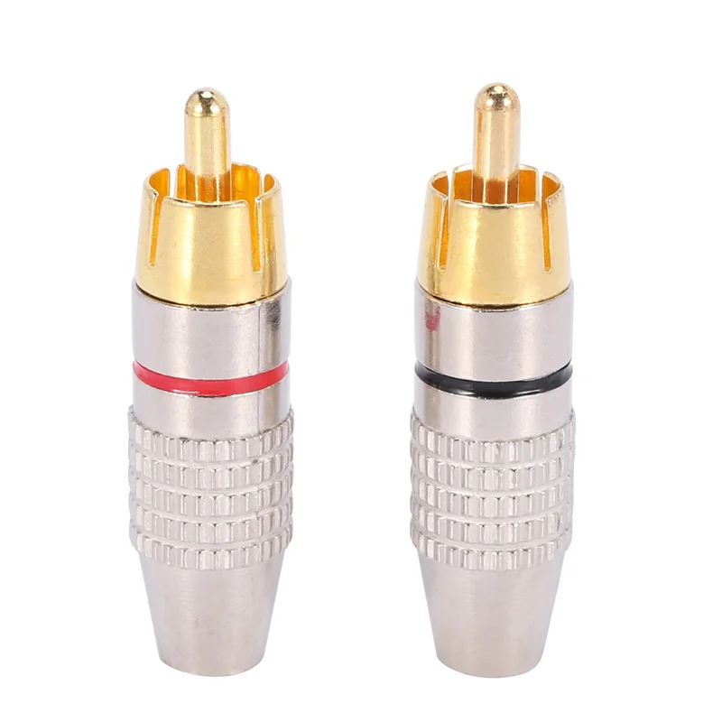 AM-400 Pcs RCA Plug Conector de cabo de travamento de áudio e vídeo banhado a ouro