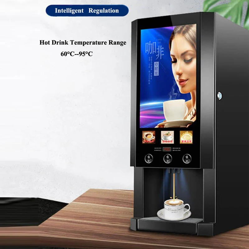 Automatic Instant Coffee Machine Commercial Coffee Vending Machine Hot Drinks Water Dispenser Machine LED Light Box Advertising
