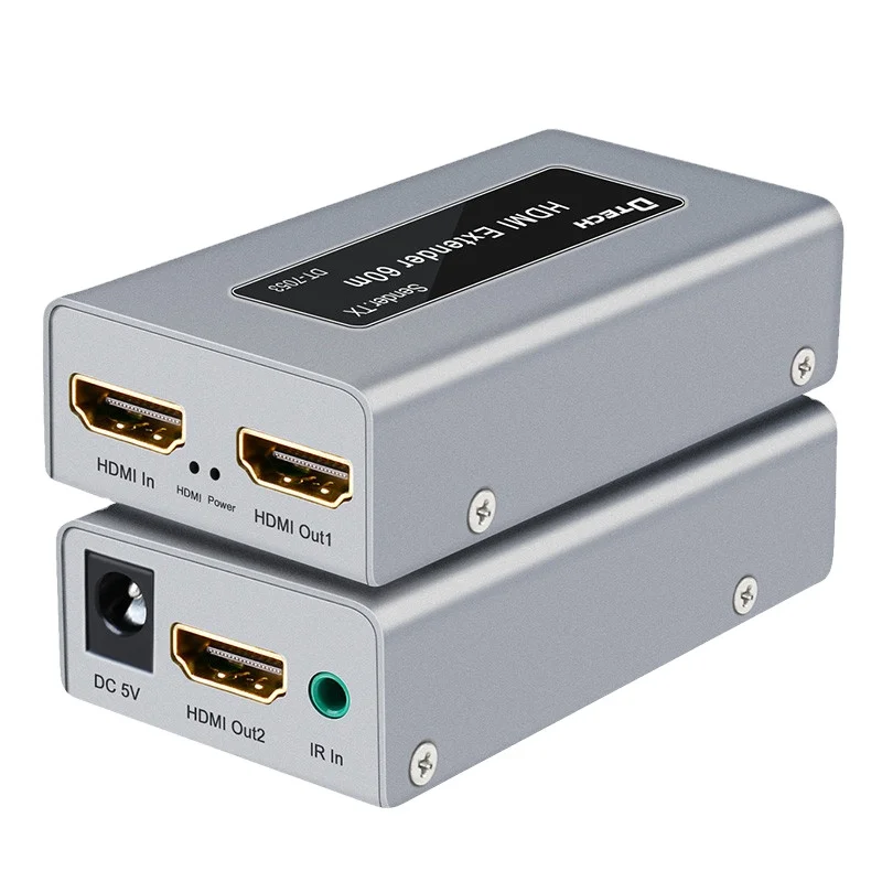 

Удлинитель HDMI Dtech через одинарный удлинитель Ethernet Ca5e/6 HDMI до 196 футов HDMI-удлинитель 60 м с ИК-подсветкой