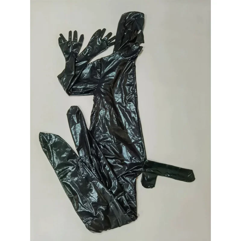 Männer sexy Pu Latex Bodysuit Zentai Anzug Wetlook Kunstleder zurück Reiß verschluss Catsuit offene Augen Ganzkörper Jumps uit