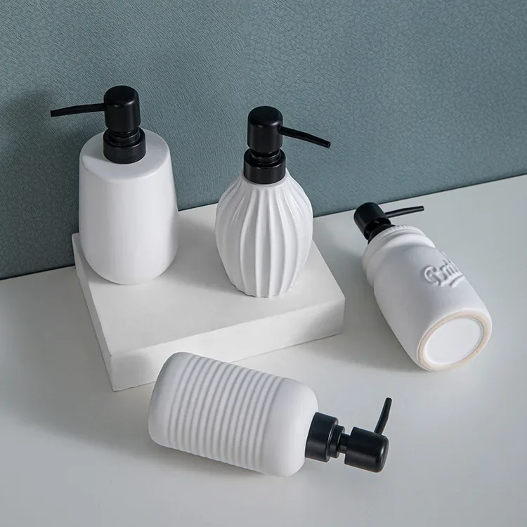 Soap Grinder Dispenser Ceramic Hand Sanitizer Bottle Shampoo Shower Gel Bottled Separately Press Lotion Bottle in Hotel Bathroom