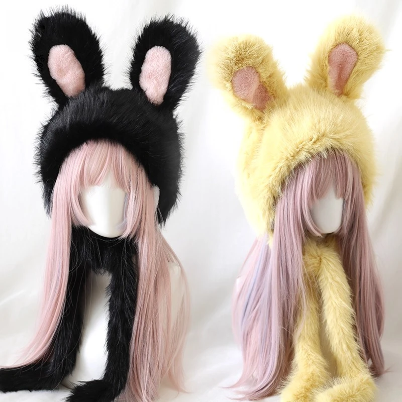 

Original Sweet Ear Shaped Baotou Hat Japanese Cute Lei Feng Hat Subculture Rabbit Ears Plush Warm Hat