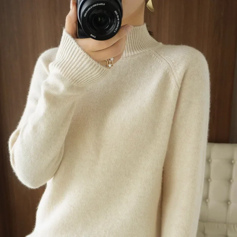 Turtleneck Sweater Women 2024 Autumn Winter Loose Casual Korean Pullovers Long Sleeve Basic Knitted Tops Thick Warm Jumpers