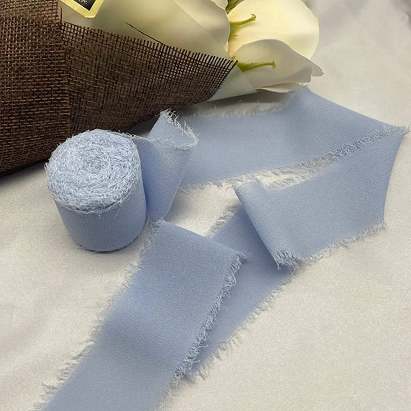 Cinta de tela rosas cinta de encaje Cinta gasa cinta de seda flores boda para corbatas decoración de ramo de flores rasgadas hechas a mano