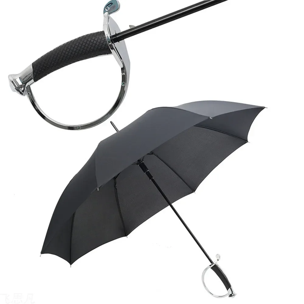 Manual Men\'s Business Umbrella Shading Rainproof Straight Pole 8 Bones Western Sword Umbrella Fencing Handle