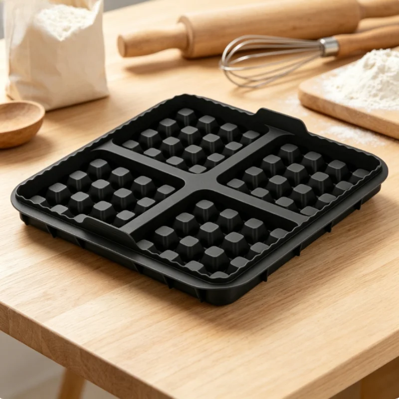 1 Stück quadratische Silikon-Backform mit 4 Mulden, passend für Heißluftfritteusen, antihaftbeschichtet, leicht zu entformen, für Waffeln, Kuchen, Backen zu Hause