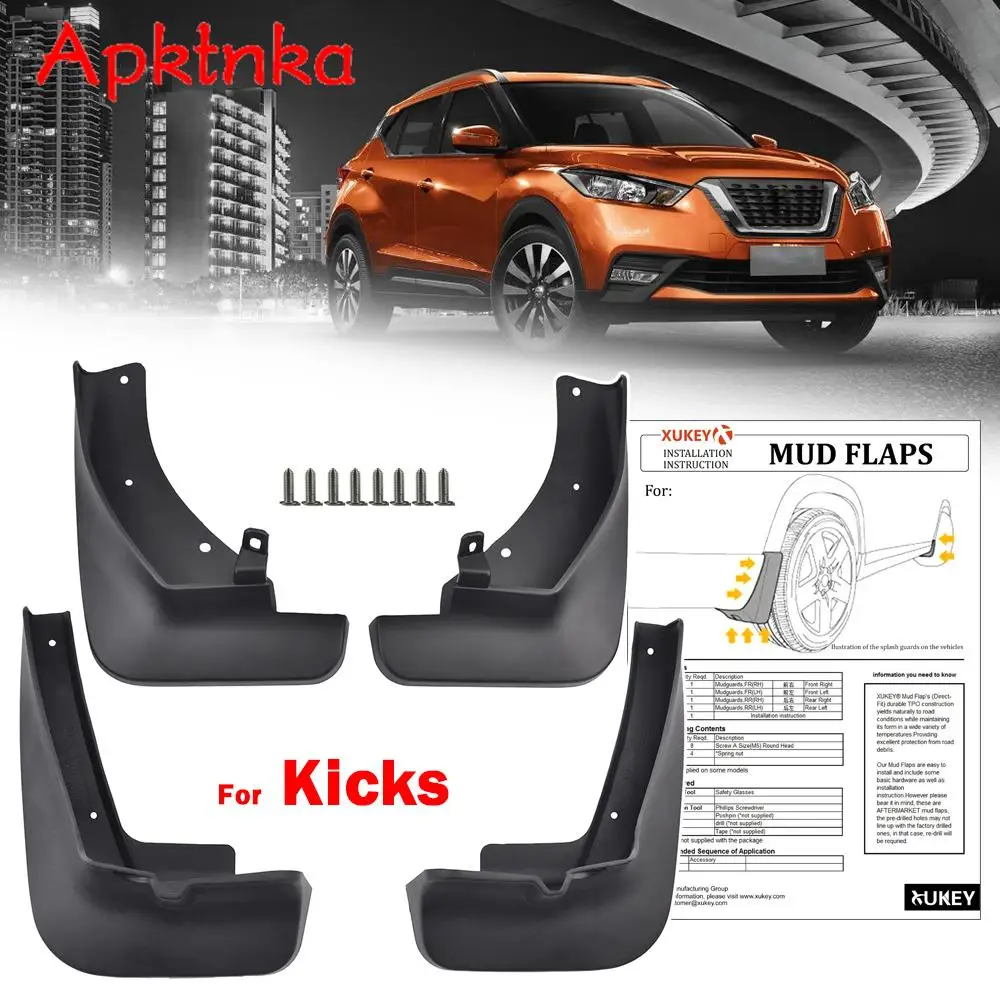 

Set of 4 Mud Flaps For Nissan Kicks P15 2016 2017 - 2023 Car Splash Guards Mudguards Front Rear Fender 2018 2019 2020 2021 2022