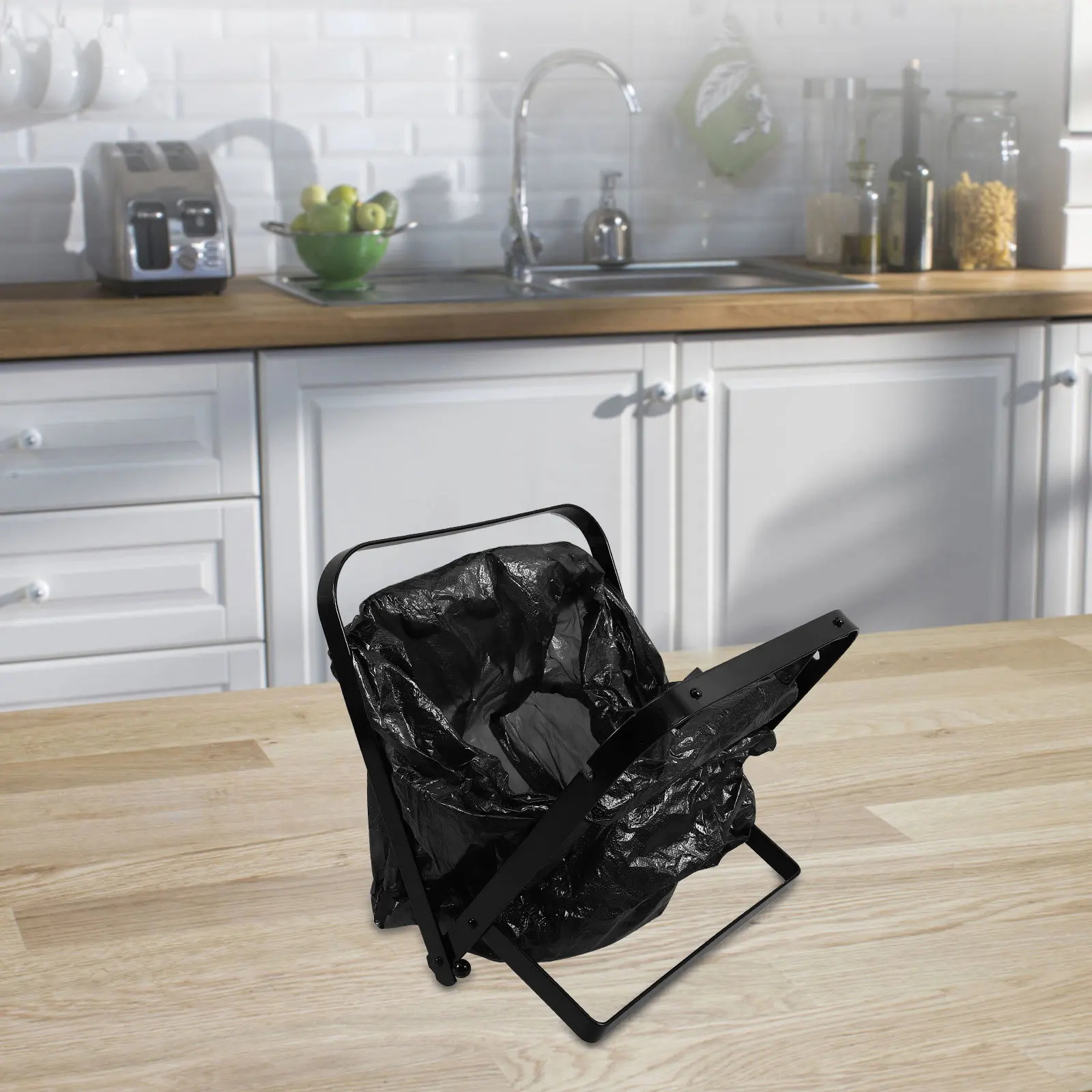 

Trash Holder Garbage Trash Bag Holder Stand Portable Outdoor Lawn Leaf Bag Rack Space Saving Iron Metal Organizer