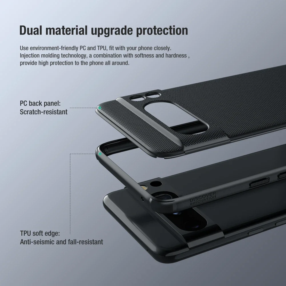 NILLKIN-Super Frosted Shield Case for Google Pixel 8 Pro, PC + TPU Hard Protection, Anti-Fingerprint Protective Back Cover