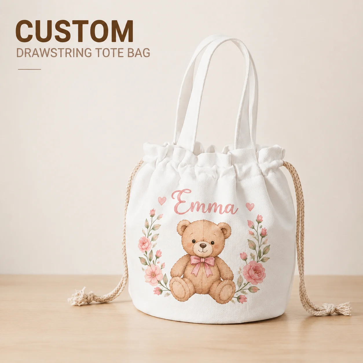 Personalized Couple Picture Handbag Custom Romantic Anniversary Gift Drawstring Tote Bag