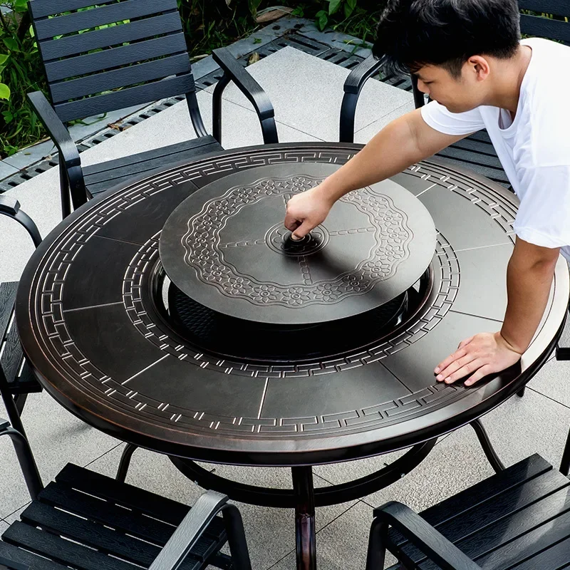 Outdoor barbecue table cast aluminum wrought iron garden outdoor courtyard