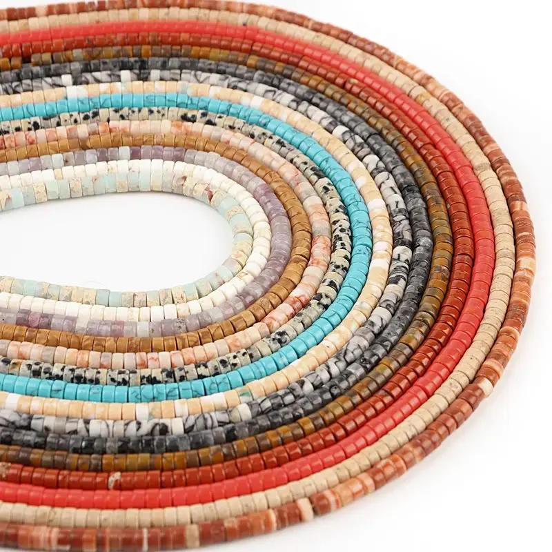 Natural Stone Beads Tiger Eye Agates Quartzs Jades Turquoises Crystal Flat Round Disc Spacer Beads For Bracelet Jewelry Making