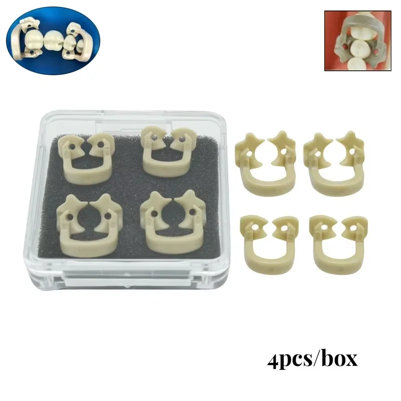 

4 unids/caja abrazaderas de dique de goma Dental Clip de barrera de goma herramienta de materiales de resina puede Autoclavable