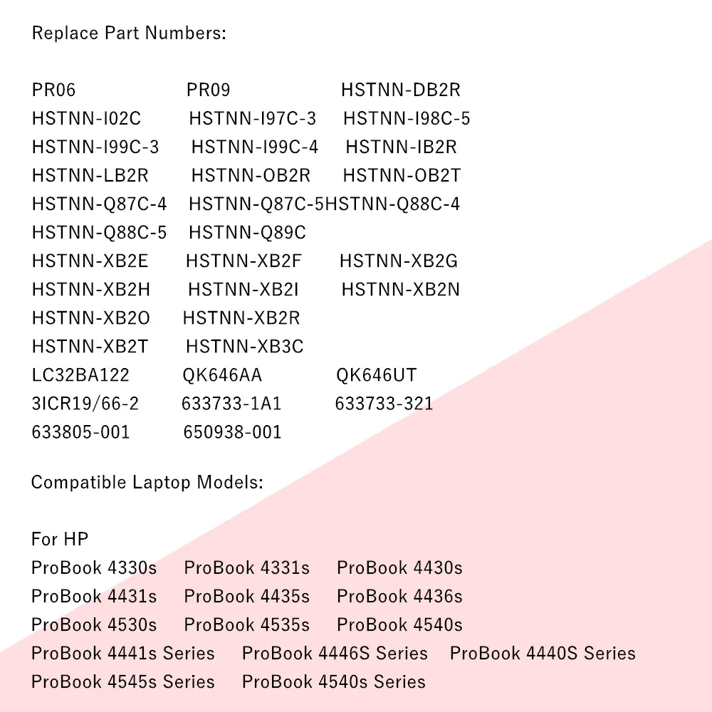 Laptop battery for HP ProBook 4330s 4331s 4430s 4431s 4435s 4436s 4440s 4441s 4446s 4530s 4535s 4540s 4545s LC32BA122 PR06