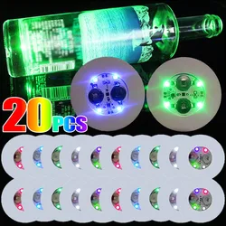 20/10/5/2pcs LED Luminous Coasters Sticker Battery Powered Coaster Liquor Bottle Drinking Glass Cup Mat Bar Party Decor Light