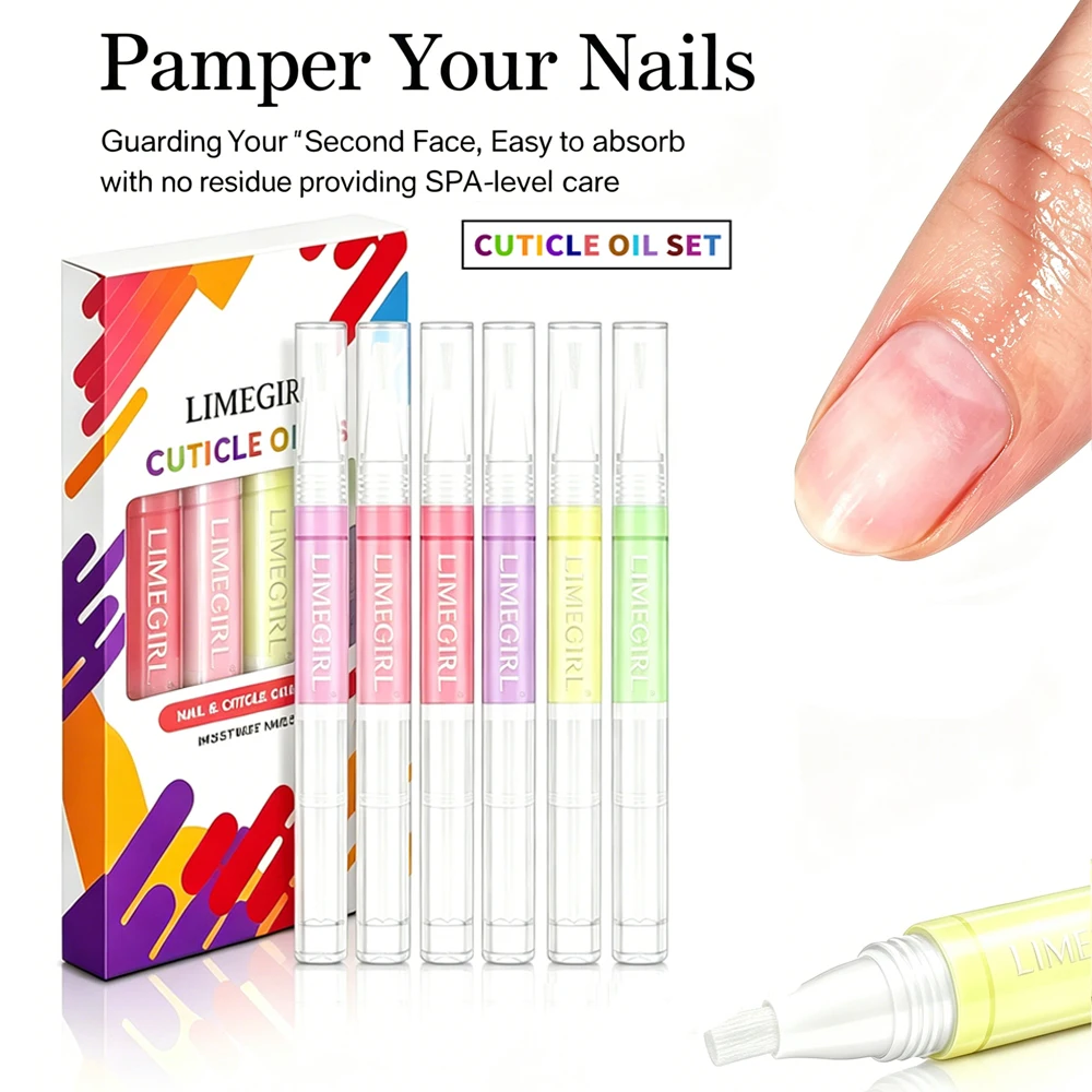 LIMEGIRL 6pcs Nail Care Nutrition Pen Cuticle Care Oil for Nails Nourishment Oil Dead Skin Cracks Care Product Set