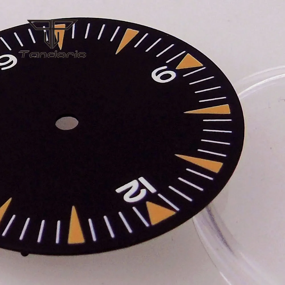 29mm Black Sterile Watch Dial Face Orange Marks Accessories Part Fit NH35 NH36 Miyota82 Series ETA2824 PT5000 Automatic Movement