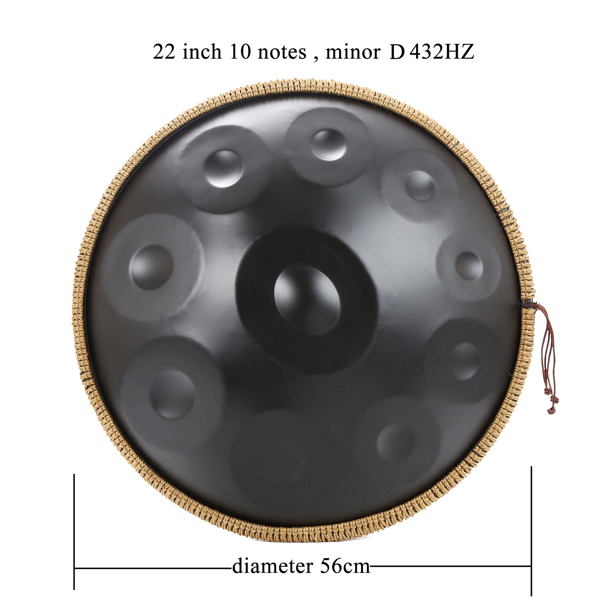 Handpan 432HZ 10 Notes D Minor, 22 Inch Pantam, Steel Drum, Hand pan for Beginner, Yoga Meditation Musical Instruments