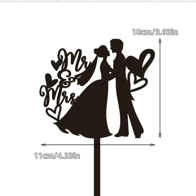 Schwarzer Acryl-Kuchenaufsatz „Mr. Mrs“, elegantes Braut- und Bräutigam-Paar für Hochzeit, Jahrestag, Valentinstag, Party-Dekorationen – Detail 14