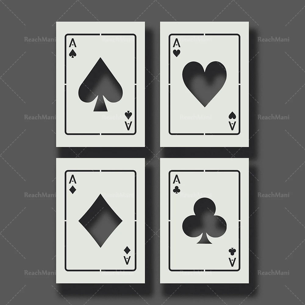 

Playing Card Template - Ace of Spades, Hearts, Clubs, Diamonds Canvas Poster Modern Home Living Room Bedroom Picture Decor