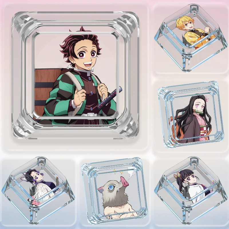 

Demon Slayer Keycaps Anime Custom Artisan Point Key Cap Transparent Personalized Original Gaming Mechanical Keyboard Keycap Gift