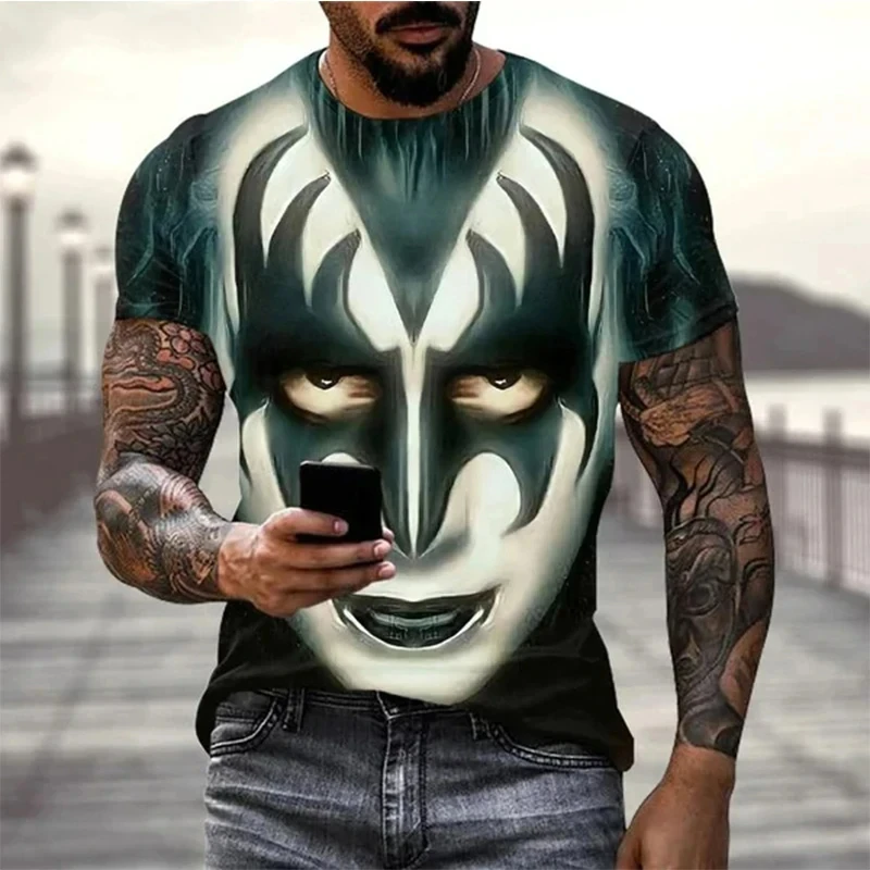 2024 Popular Heavy Metal Rock Band KISS Printed Men\'s T-shirts 3d Summer Hip hop Tee Shirt Fashion Unisex Short sleeve Kids Tops