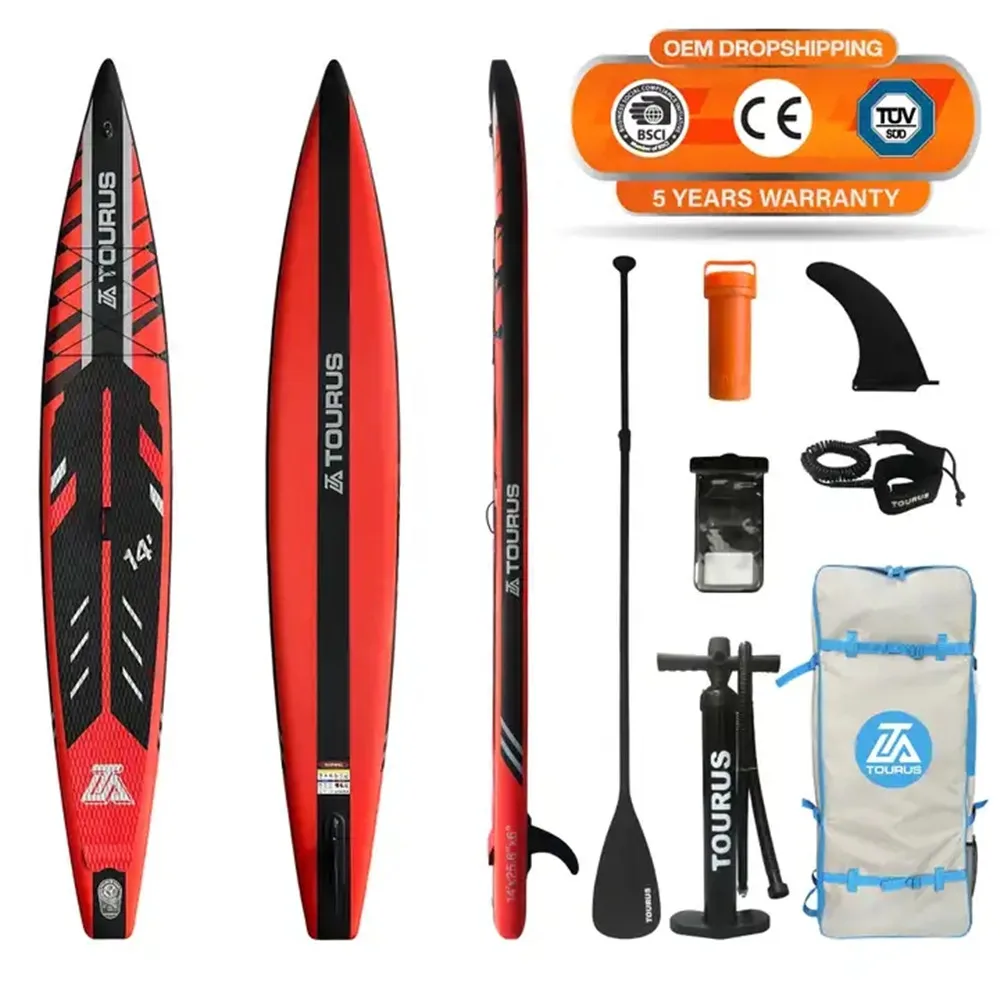 TOURUS new double layer race paddle sup board super quality inflatable stand up paddle board 14feet 25.5inch us fast shipping