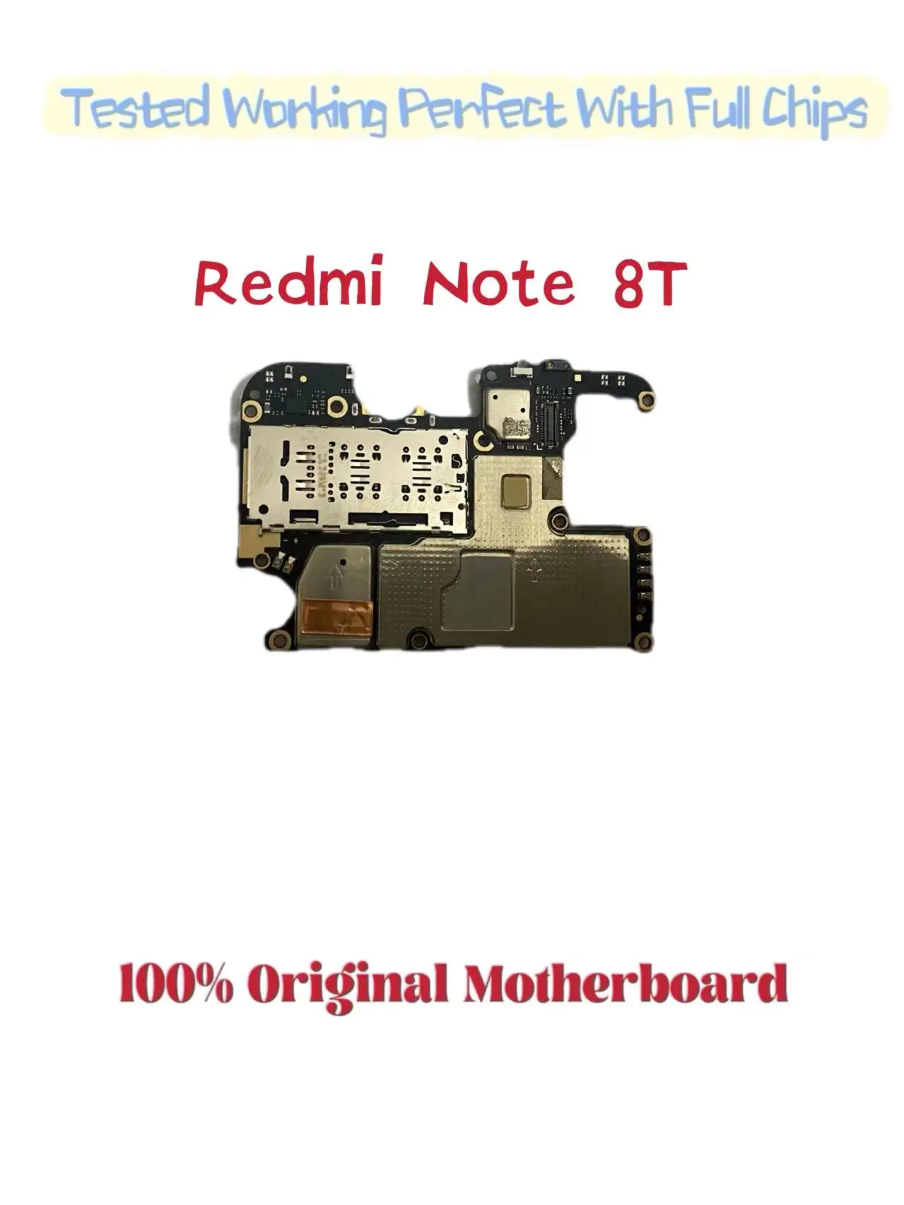 Original Unlocked Main Board For Redmi Note 8T , Mainboard Motherboard with Chips Circuits, Flex Cable