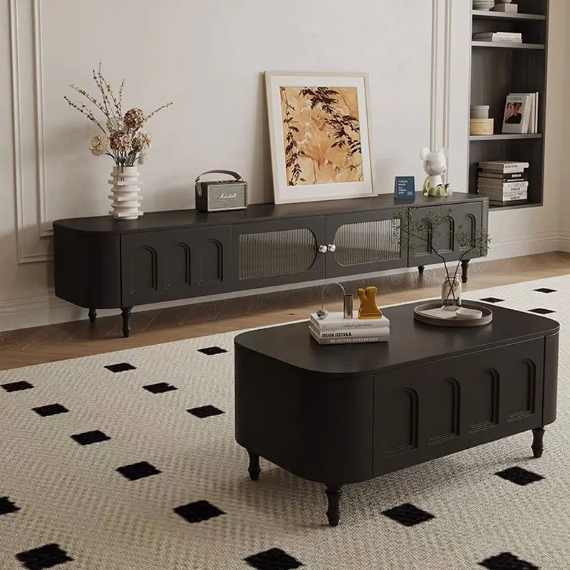 Neuer moderner TV-Schrank, Couchtisch-Kombination, modernes Wohnzimmer, schwarzer Boden, TV-Schrank