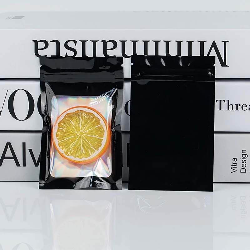 ถุงซิปล็อคโฮโลแกรม 100 ชิ้น/ชุด ถุงซิปใสสีสันแบบเลเซอร์ ถุงปิดผนึกเองสำหรับใส่เครื่องประดับ ถุงพลาสติกปิดผนึกเอง